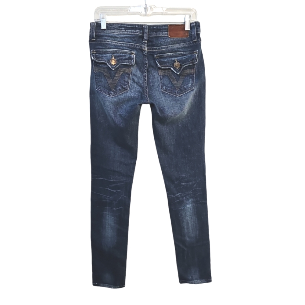 Vigoss Fit Skinny Denim Jeans Blue Cotton Button Fly Low Rise size 3/4
